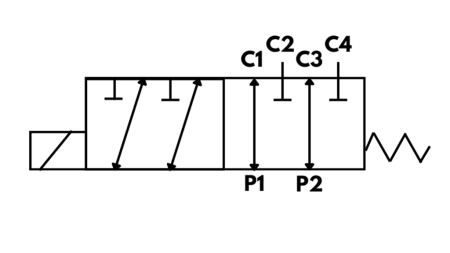 6 wege ventil 3/4 (6/2) 12V - 140lit