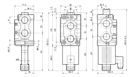 6 wege ventil 3/4 (6/2) 12V - 140lit