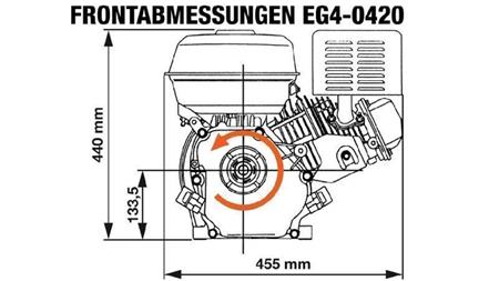 benzin motor EG4-420cc-9,6kW-13,1HP-3.600 U/min-H-KW25x88.5-kézi inditás