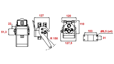 MULTI-FASTER LIITMIK 2-TEE BSP 3/8 FIKSEERITUD OSA