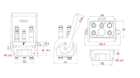 MULTI-FASTER KOPPLING 3PLK 5VÄGS BSP 3×3/8 2×9/16 MOBIL DEL
