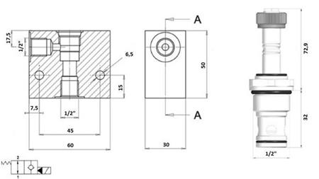 2-CESTNÝ VENTIL 1/2 (NO) 12V - 60lit - diagram