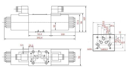 HIDRAULIKUS ELEKTRO MÁGNESES SZELEP KV-4/3 CETOP 5 12/24/230V N2