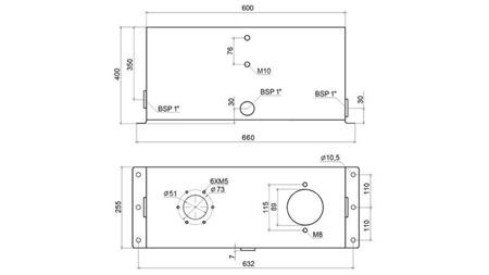 KOVOVÁ NÁDRŽ 45 LITROV KOCKA 400x255x600mm PRÍPRAVA NA FILTRACIU