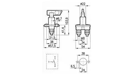 HAUPTSCHALTER 1 POL MIT ABNEHMBAREM HEBEL 100A