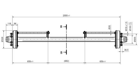 PÓTKOCSI TENGELY 7200KG FÉKEL (2000mm)