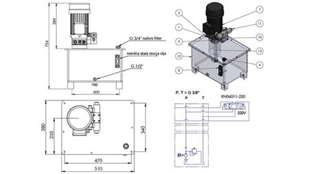 MINI AGGREGATO CILINDRICO 380V AC (4 kW) - 8 cc - 12 lit/min - cisterna 40 lit