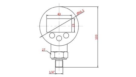 DIGITÁLIS NYOMÁSMÉRŐ DN63 VERTICAL 0 – 600 BAR ¼ 