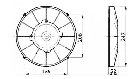 AXIAL MOTOR FAN 225mm SUCKING 12V