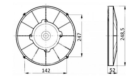 VENTILATOR AKSIALNI 255mm VLEČNI 12V