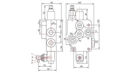 HYDRAULIKVENTIL 1xP80 + EINFACHWIRKENDE FUNKTION B1