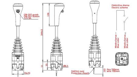 JOYSTICK INDEMAR DO WCIĄGARKI WIDŁOWEJ - 1x PRZYCISK
