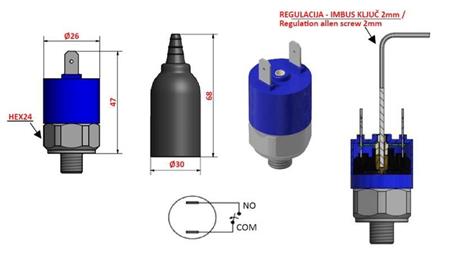 HYDRAULISK TRYCKBRYTARE K4 - NO 0.2-2.5 BAR (MAX. 25BAR)