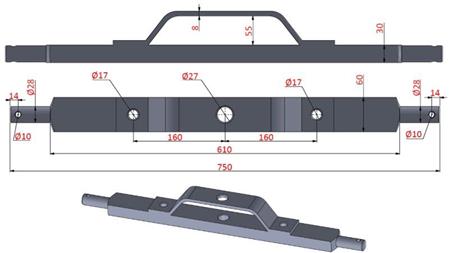 TRAKTORSKA PREČKA HIDRAULIKE 2.KAT SA NOSAČEM L-750mm