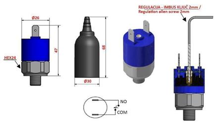 HYDRAULICKÝ TLAKOVÝ SPÍNAČ K4 - NO  20-200 BAR (MAX.300BAR)