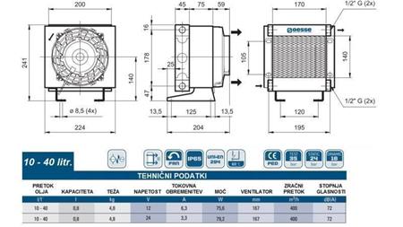 OIL HEAT EXCHANGER DC 12V HY01002 10-40 LIT