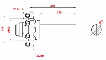 HALF SHAFT 3000 KG LIT250 MM