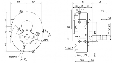 GEARBOX INVERSION A-3A 1:1 (30HP-22.1KW)