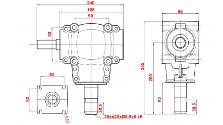 KOTNI REDUKTOR L-150J 1:1,14 (16HP-12kW)