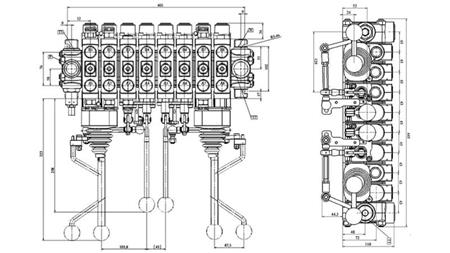 HYDRAULIC VALVE HIAB 8xPC70 + 2X EURO JOYSTICK 3 POZ