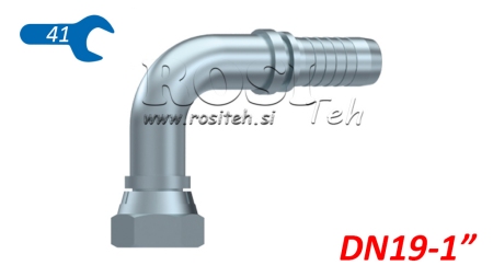RACCORD HYDRAULIQUE BSP COUDE FEMELLE 90° DN19-1