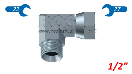 CODO HIDRÁULICO 90° BSP TUERCA GIRATORIA CORTA-MACHO 1/2