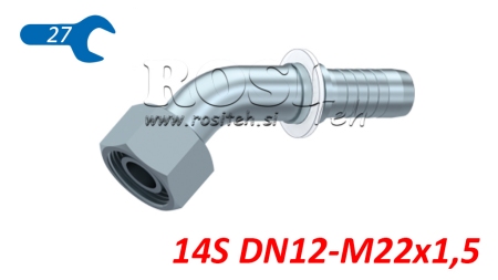 HIDRAULIKUS IDOM DKOS 14 S NŐI TÉRD 45* DN12-M22x1,5