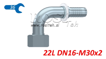 CONEXIÓN HIDRÁULICA DKOL 22 L CODO FEMENINO 90 DN16-M30X2