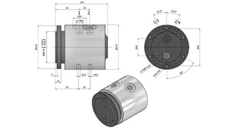 ХИДРАВЛИЧЕН ВРТЛИВ ПРИКЛЮЧЕК 2WAY IH2050-GS6LS 1/2 45LIT/МИН 250RPM 350BAR