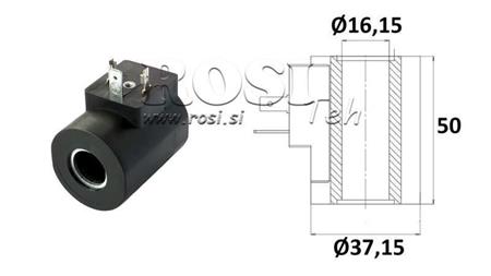 BOBINA ELETROMAGNÉTICA 12V DC - SAE10 - fi 16.15mm-50mm 26W IP65