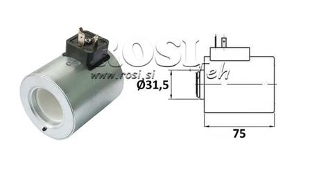COIL ELETROMAGNÉTICO 12V DC PARA VÁLVULA CETOP 5 - fi 31.4mm-75mm 37W