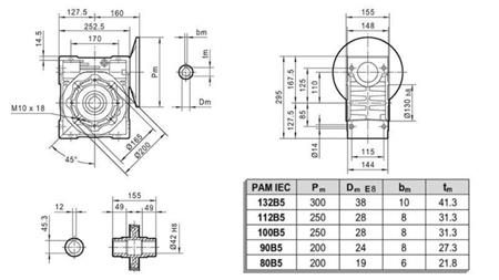 PMRV-110 ÜBERSETZUNGSGETRIEBE FÜR ELEKTROMOTOR MS100 (2,2-3kW) VERHÄLTNIS 40:1