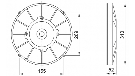 AXIALE VENTILATOR 280MM PUSH 12V