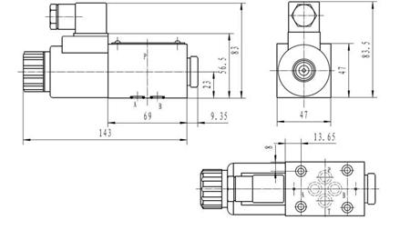 HIDRAULIKUS ELEKTRO MÁGNESES SZELEP KV-4/2 CETOP 3 12/24/230V 2A