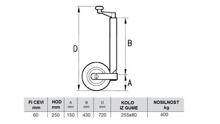 AUTÓPÓTKICSI TAMASZTÓ LÁB  250mm-400kg