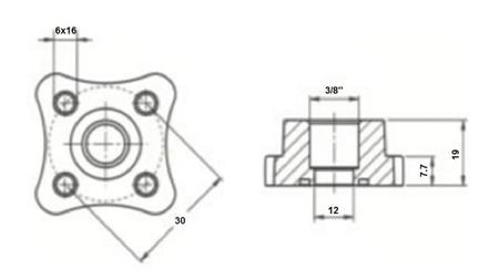 PIJPVERBINDER 3/8 - RECHTE FLENS fi 30