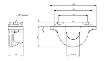 SUPPORT FOR TELESCOPIC CYLINDERS Dia.50-A