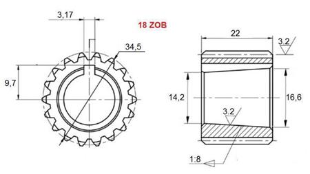 PTO GETRIEBE GR.3 - GR.2 Z18