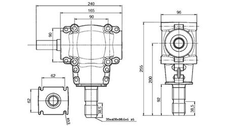 WINKELGETRIEBE L-150J 1:1,14 (16HP-12kW)