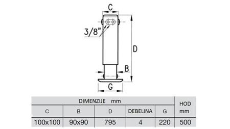 HYDRAULIC PARKING JACK DOUBLE ACTING 3,8 TON 500mm