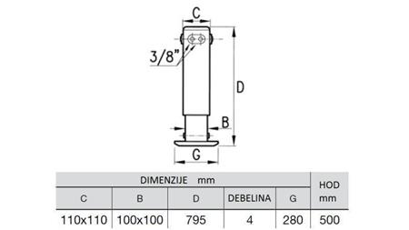 GAMBA IDRAULICA A DUE VIE 5,2 TONNELLATE 500mm