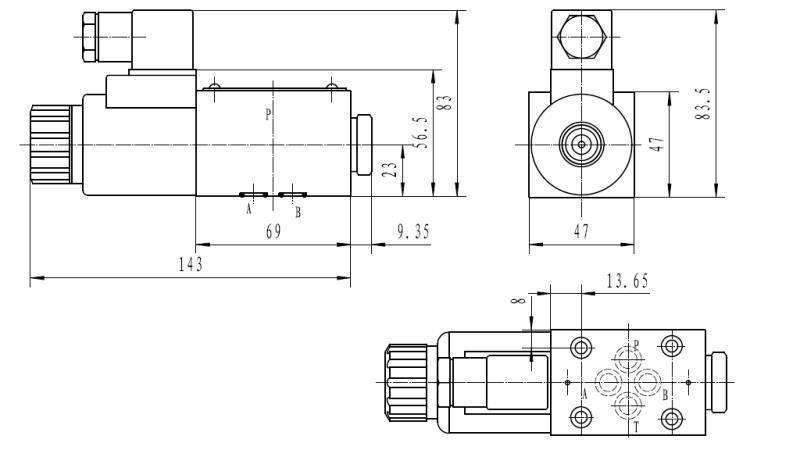 HIDRAULIKUS ELEKTRO MÁGNESES SZELEP KV-4/2 CETOP 3 12/24/230V N51A