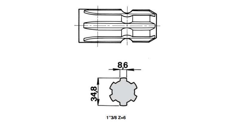 KARDÁN (TLT) ADAPTER KARIMÁVAL 6 LYUK  1 3/8