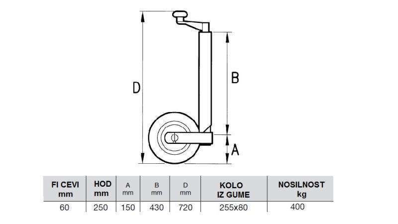 AUTÓPÓTKICSI TAMASZTÓ LÁB  250mm-400kg