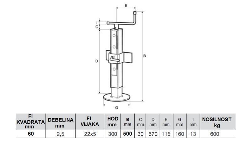 MENETES TÁMASZTÓ LÁB  ÁLLÍTHATÓ 300MM - 600KG