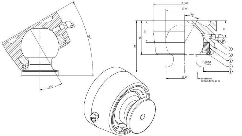 SFERA PER CILINDRO TELESCOPICO FI 65 max. 23 Tonnellate