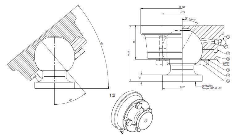 SWINGING END FOR CYLINDER Dia. 73 max. 30 Ton