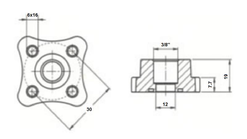 PIJPVERBINDER 3/8 - RECHTE FLENS fi 30
