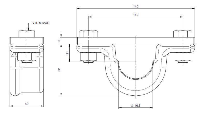 SUPPORT FOR TELESCOPIC CYLINDERS Dia.40-A