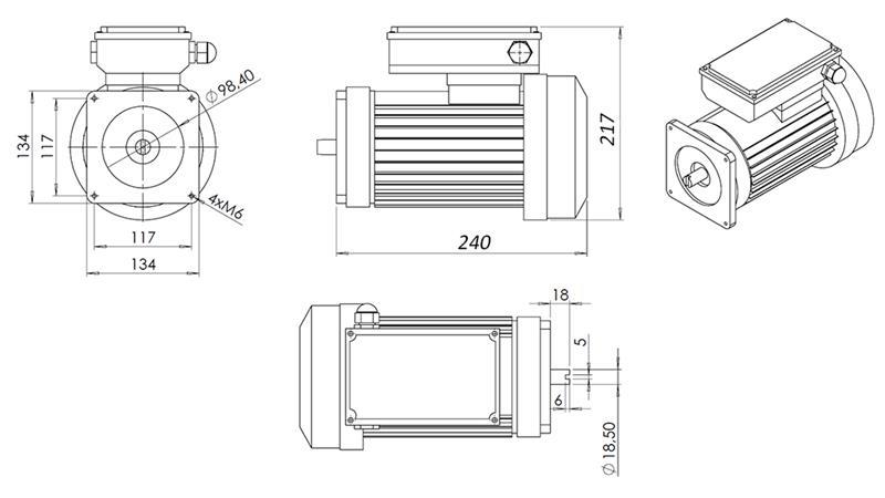 ELEKTROMOS MOTOR MINI AGGREGÁTOR 230V - 0,75kW